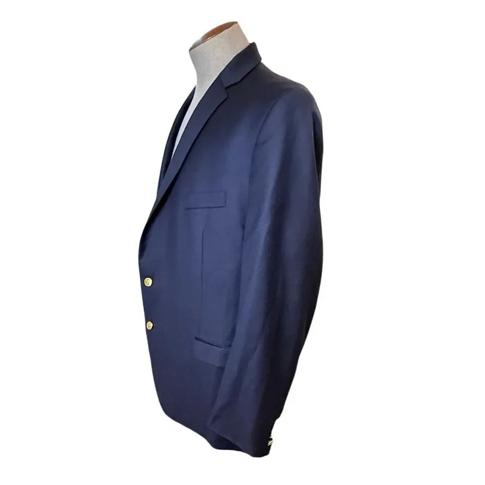 Lauren Ralph Lauren Mens Navy Blue Blazer Wool 48R Preppy Classic